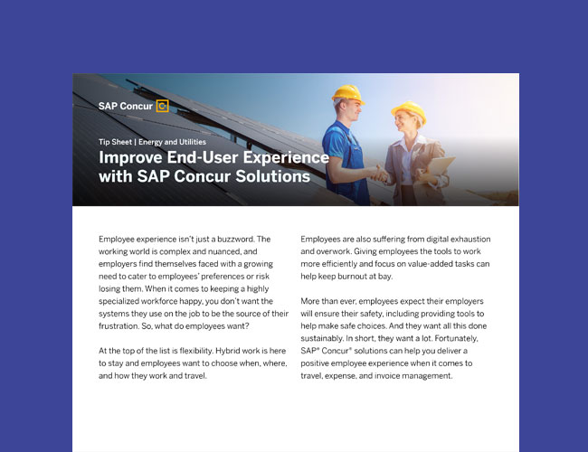 Improve End-User Experience with SAP Concur Solutions